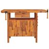 vidaXL Workbench with Drawer and Vices 124x52x83 cm Solid Wood Acacia