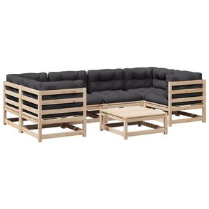 vidaXL 7 Piece Garden Sofa Set with Cushions Solid Wood Pine