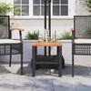 vidaXL Garden Table Black 40x40x42 cm Poly Rattan Acacia Wood