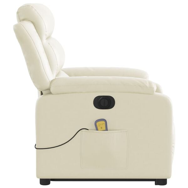 vidaXL Electric Stand up Massage Recliner Chair Cream Faux Leather