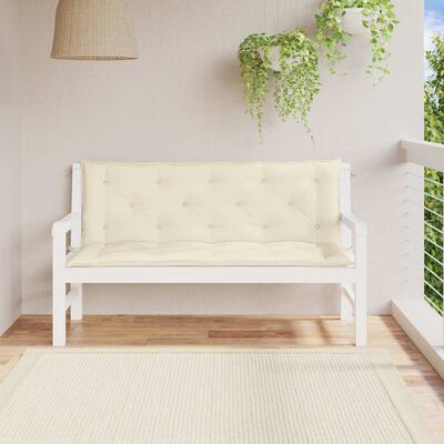 vidaXL Garden Bench Cushion Cream White 150x(50+50)x7cm Oxford Fabric