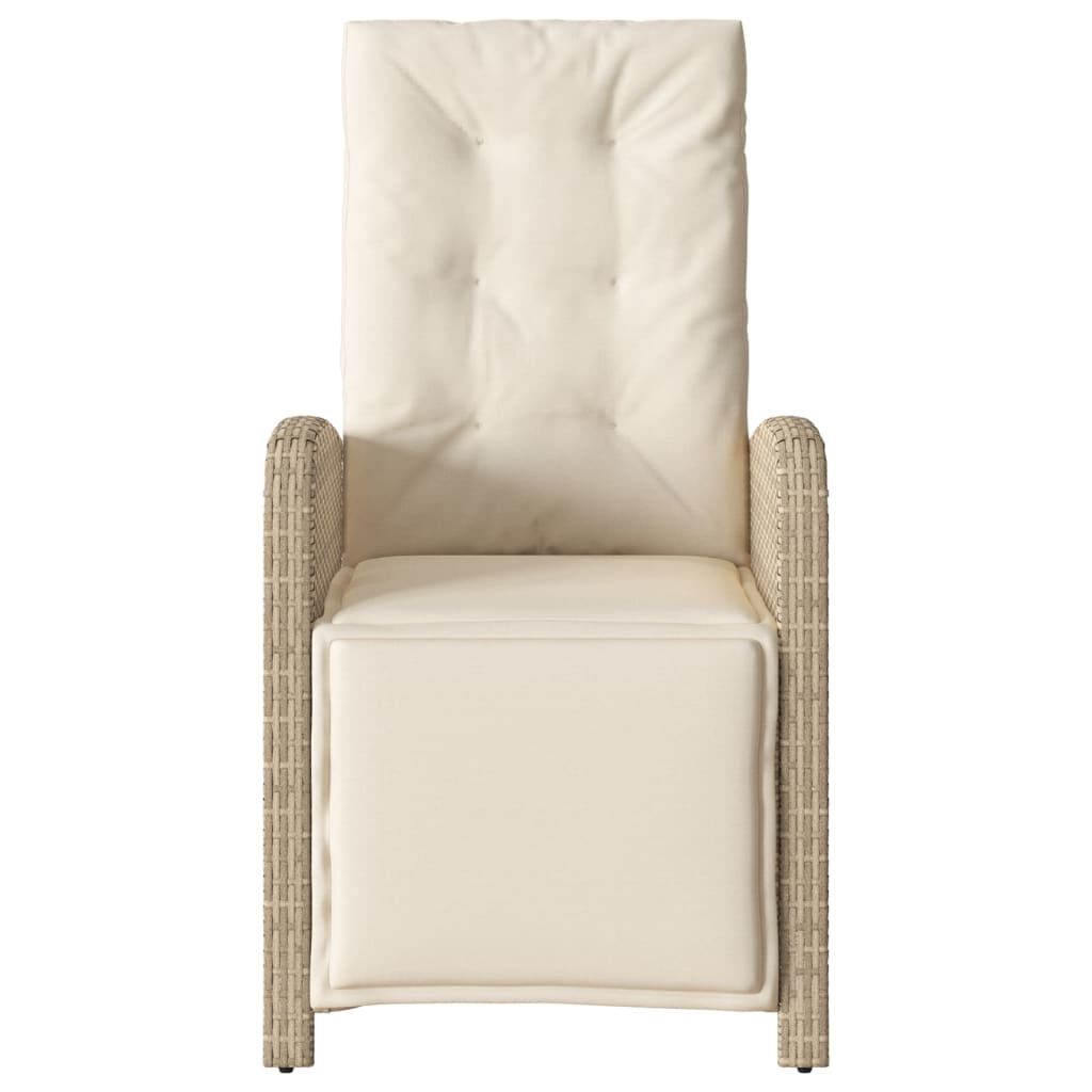 vidaXL Reclining Garden Chairs 2 pcs with Footrest Beige Poly Rattan