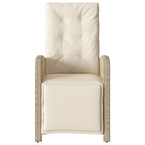 vidaXL Reclining Garden Chairs 2 pcs with Footrest Beige Poly Rattan