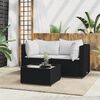 vidaXL 3 Piece Garden Lounge Set with Cushions Black Poly Rattan