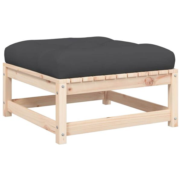 vidaXL Garden Footstool with Cushion Solid Wood Pine
