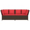 vidaXL Garden Sofa with Cushions Brown Poly Rattan