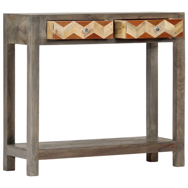 vidaXL Console Table Grey 86x30x76 cm Solid Mango Wood