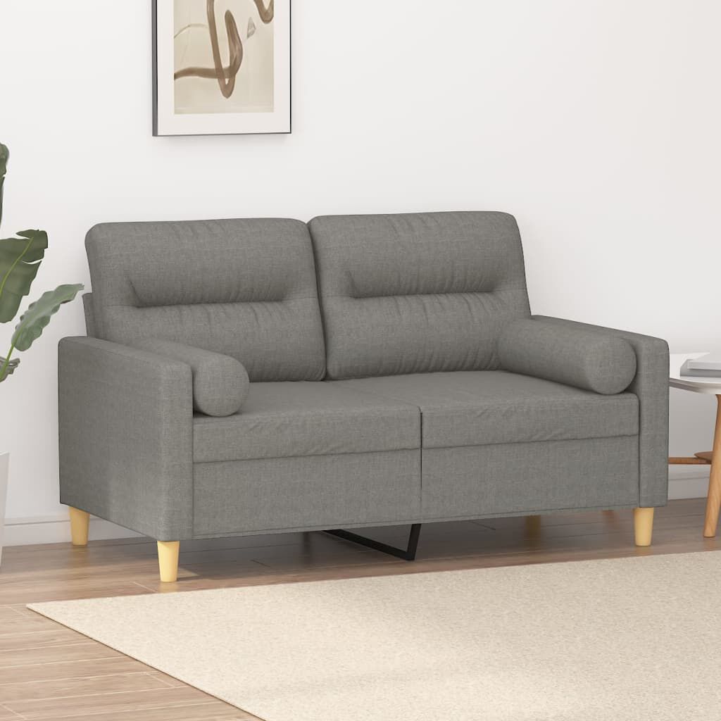 vidaXL 2-Seater Sofa with Pillows&Cushions Dark Grey 120 cm Fabric