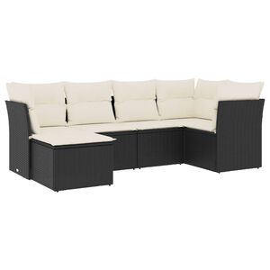 vidaXL 6 Piece Garden Sofa Set with Cushions Black Poly Rattan