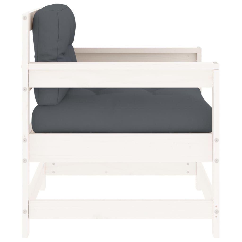 vidaXL Garden Chairs with Cushions 2 pcs White Solid Wood Pine