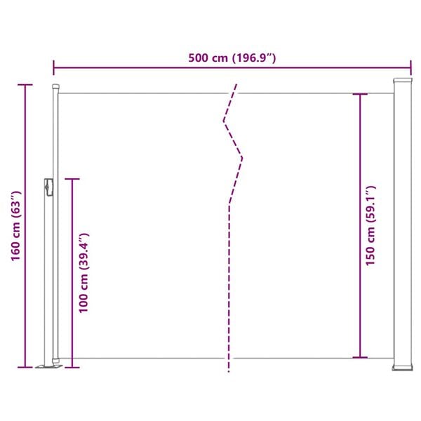 vidaXL Retractable Side Awning 160 x 500 cm Red