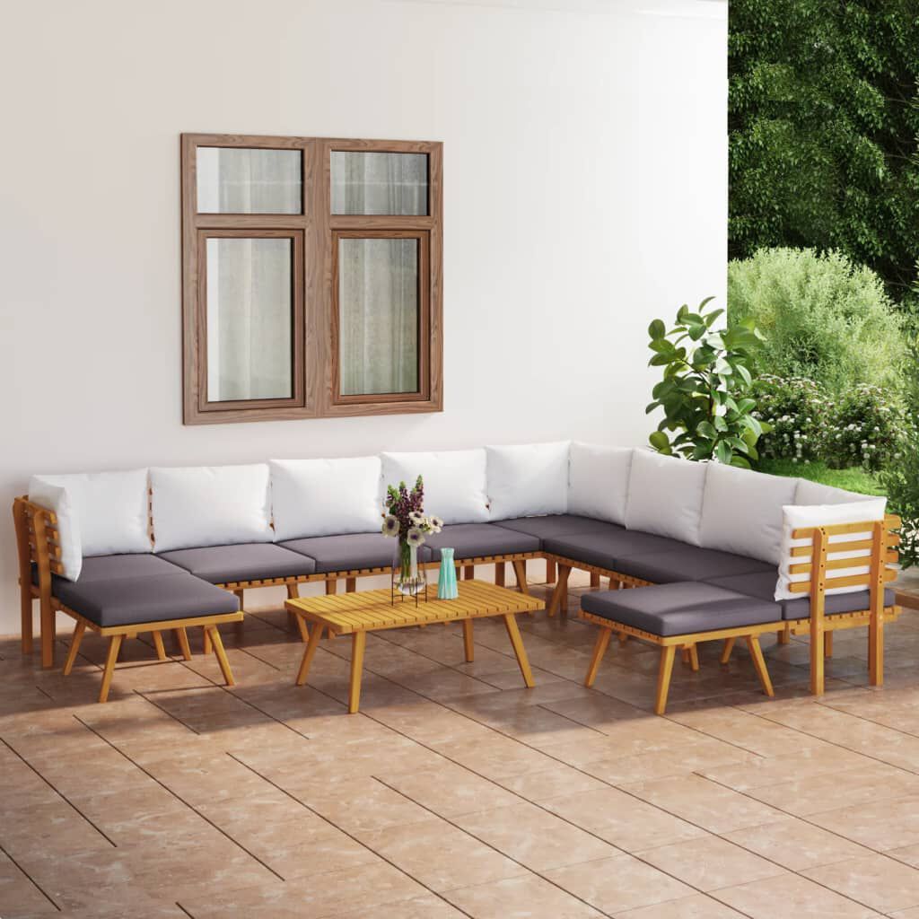 vidaXL 11 Piece Garden Lounge Set with Cushions Solid Wood Acacia