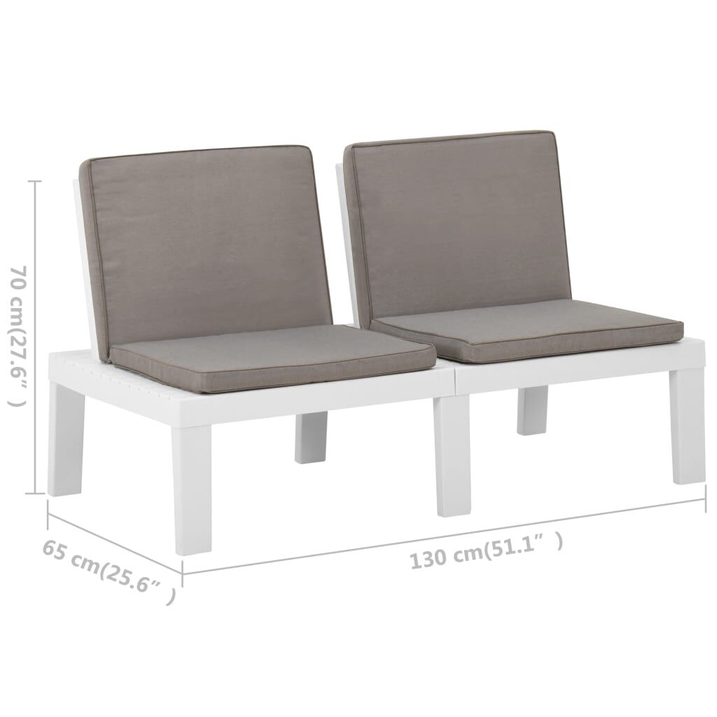 vidaXL 2 Piece Garden Lounge Set with Cushions Plastic White