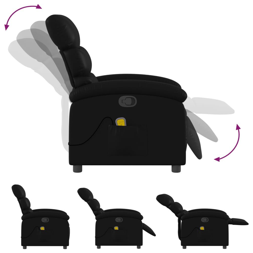 vidaXL Massage Recliner Chair Black Faux Leather