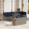 vidaXL Garden Sofa Set with Storage 9 pcs Grey and Navy Poly Rattan