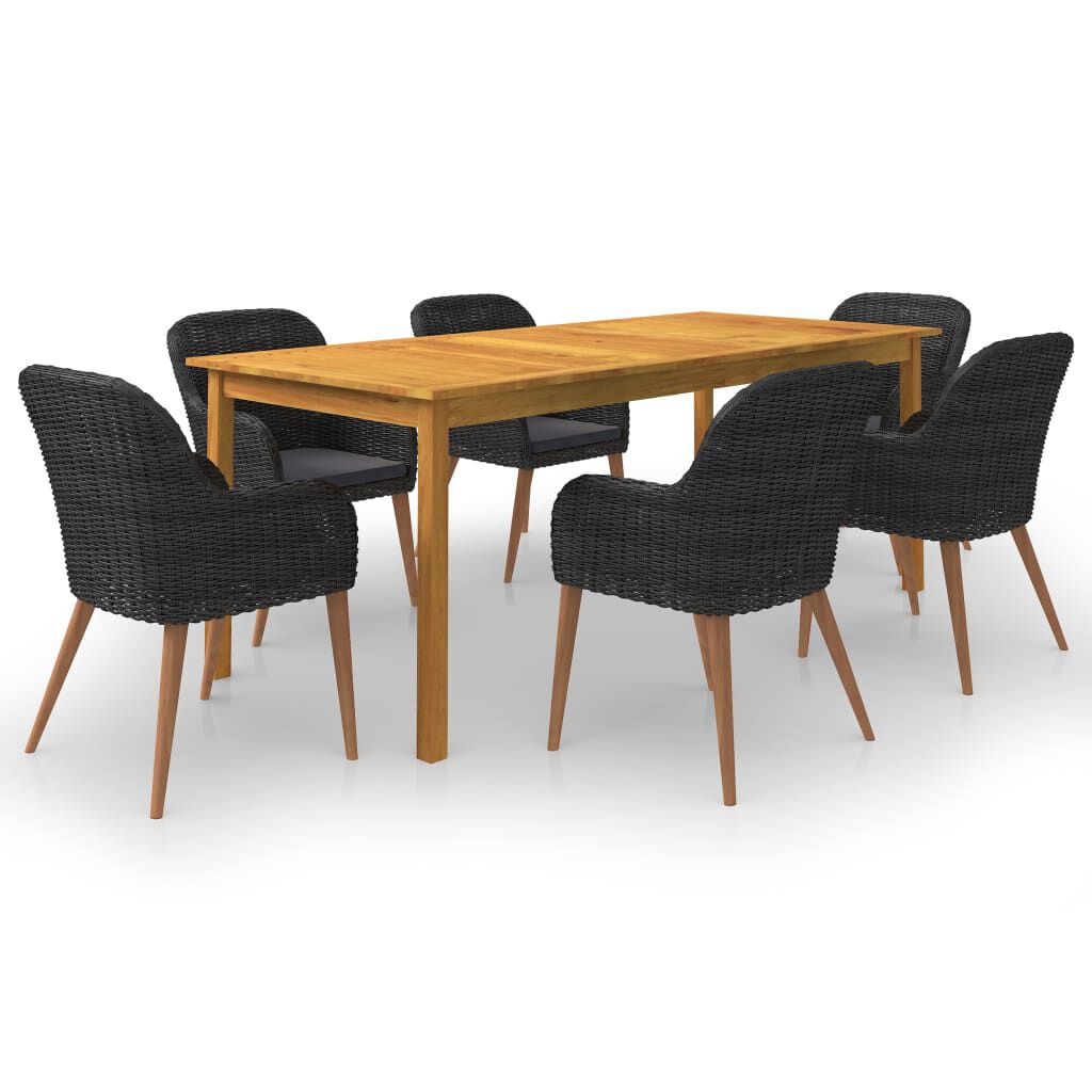 vidaXL 7 Piece Garden Dining Set Black