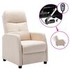 vidaXL Electric Recliner Chair Cream Fabric