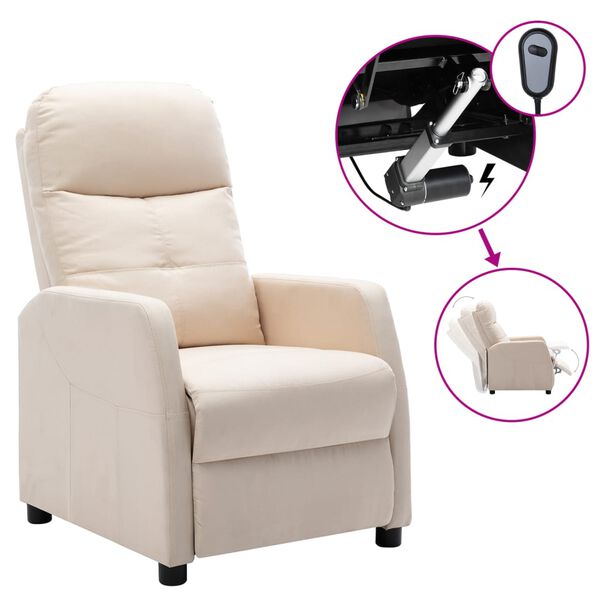 vidaXL Electric Recliner Chair Cream Fabric