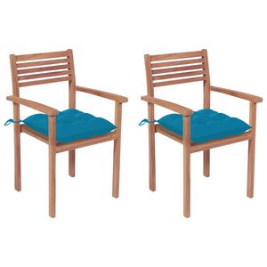 vidaXL Garden Chairs 2 pcs with Light Blue Cushions Solid Teak Wood