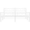 vidaXL Metal Bed Frame without Mattress with Footboard White 183x213cm