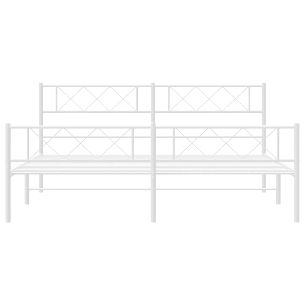 vidaXL Metal Bed Frame without Mattress with Footboard White 183x213cm