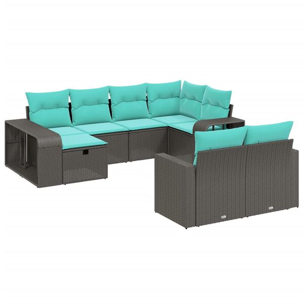 vidaXL 11 Piece Garden Sofa Set with Cushions Black Poly Rattan
