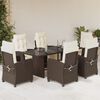 vidaXL 7 Piece Garden Dining Set with Cushions Brown Poly Rattan