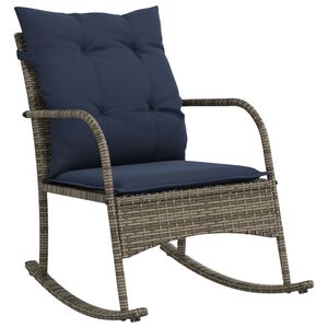 vidaXL Garden Rocking Chair with Cushions Grey Poly Rattan