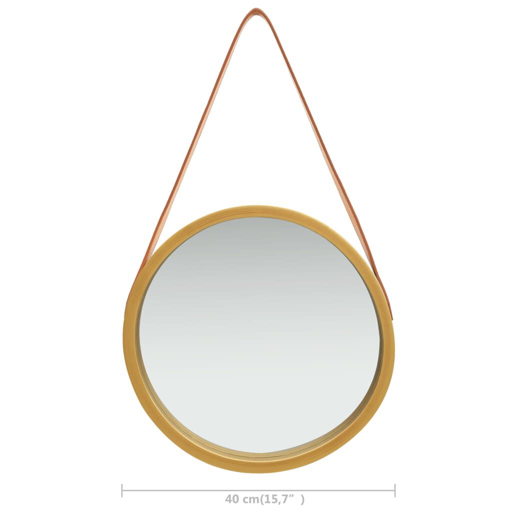 vidaXL Wall Mirror with Strap 40 cm Gold