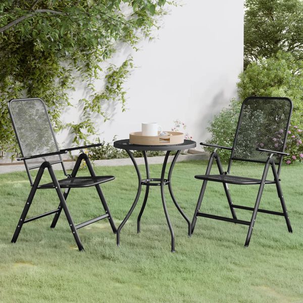vidaXL 3 Piece Garden Dining Set Expanded Metal Mesh Anthracite