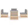 vidaXL 4 Piece Garden Lounge Set with Cushions Solid Pinewood