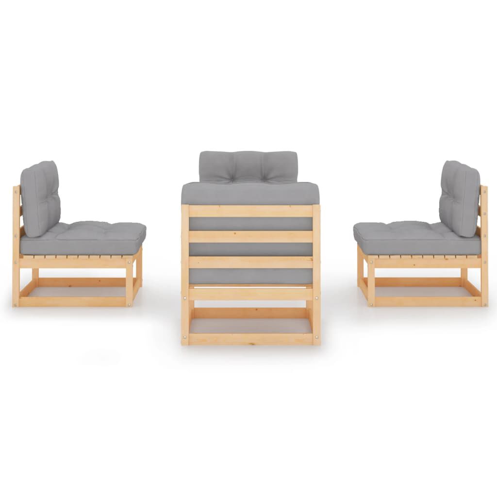 vidaXL 4 Piece Garden Lounge Set with Cushions Solid Pinewood