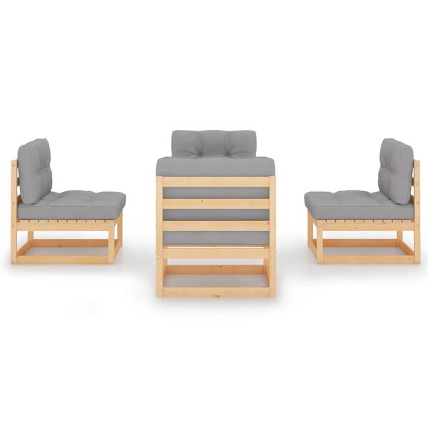 vidaXL 4 Piece Garden Lounge Set with Cushions Solid Pinewood