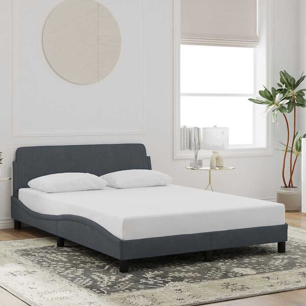 vidaXL Bed Frame "Dover" Dark Grey 137x190 cm Double Velvet