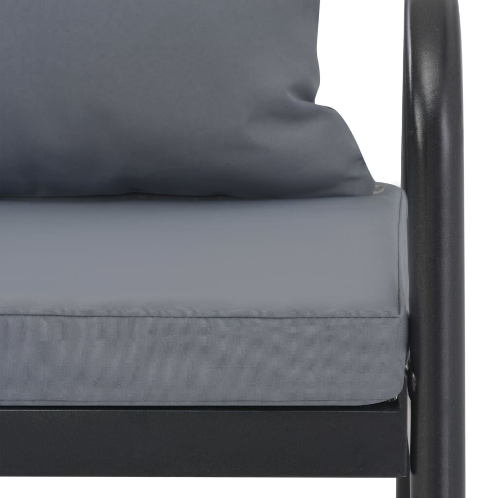 vidaXL 2 Seater Garden Bench with Cushions Grey Aluminium