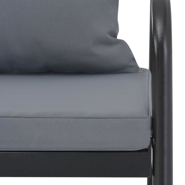vidaXL 2 Seater Garden Bench with Cushions Grey Aluminium