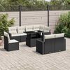 vidaXL 9 Piece Garden Sofa Set with Cushions Black Poly Rattan