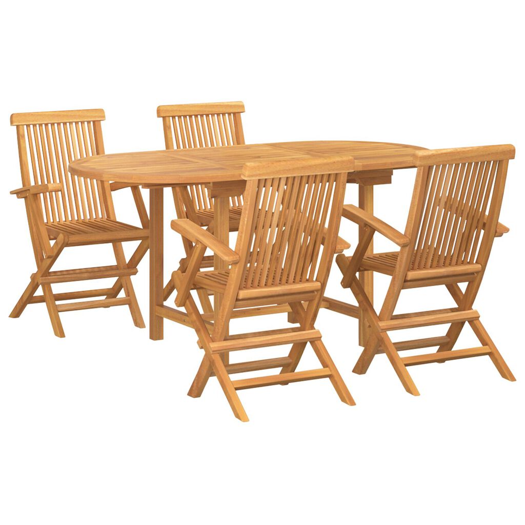 vidaXL 5 Piece Garden Dining Set Solid Wood Teak