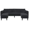 vidaXL Sofa with Cushion 3 pcs Black Velvet