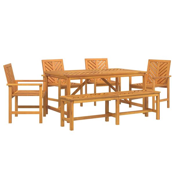 vidaXL Garden Dining Set 6 pcs Brown Solid Acacia Wood
