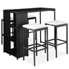 vidaXL 5 Piece Garden Bar Set with Cushions Poly Rattan Black