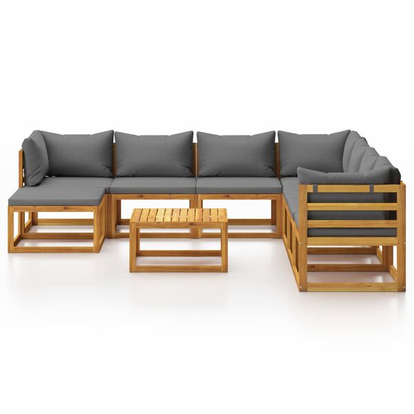vidaXL 9 Piece Garden Lounge Set with Cushion Solid Acacia Wood