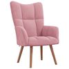 vidaXL Relaxing Chair with a Stool Pink Velvet