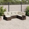 vidaXL 7 Piece Garden Sofa Set with Cushions Brown Poly Rattan