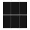 vidaXL 3-Panel Room Divider Black 150x180 cm Fabric