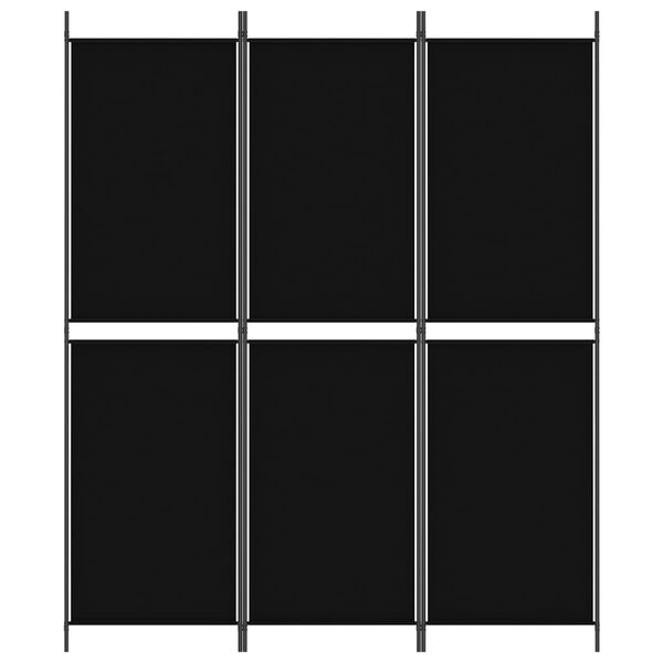 vidaXL 3-Panel Room Divider Black 150x180 cm Fabric