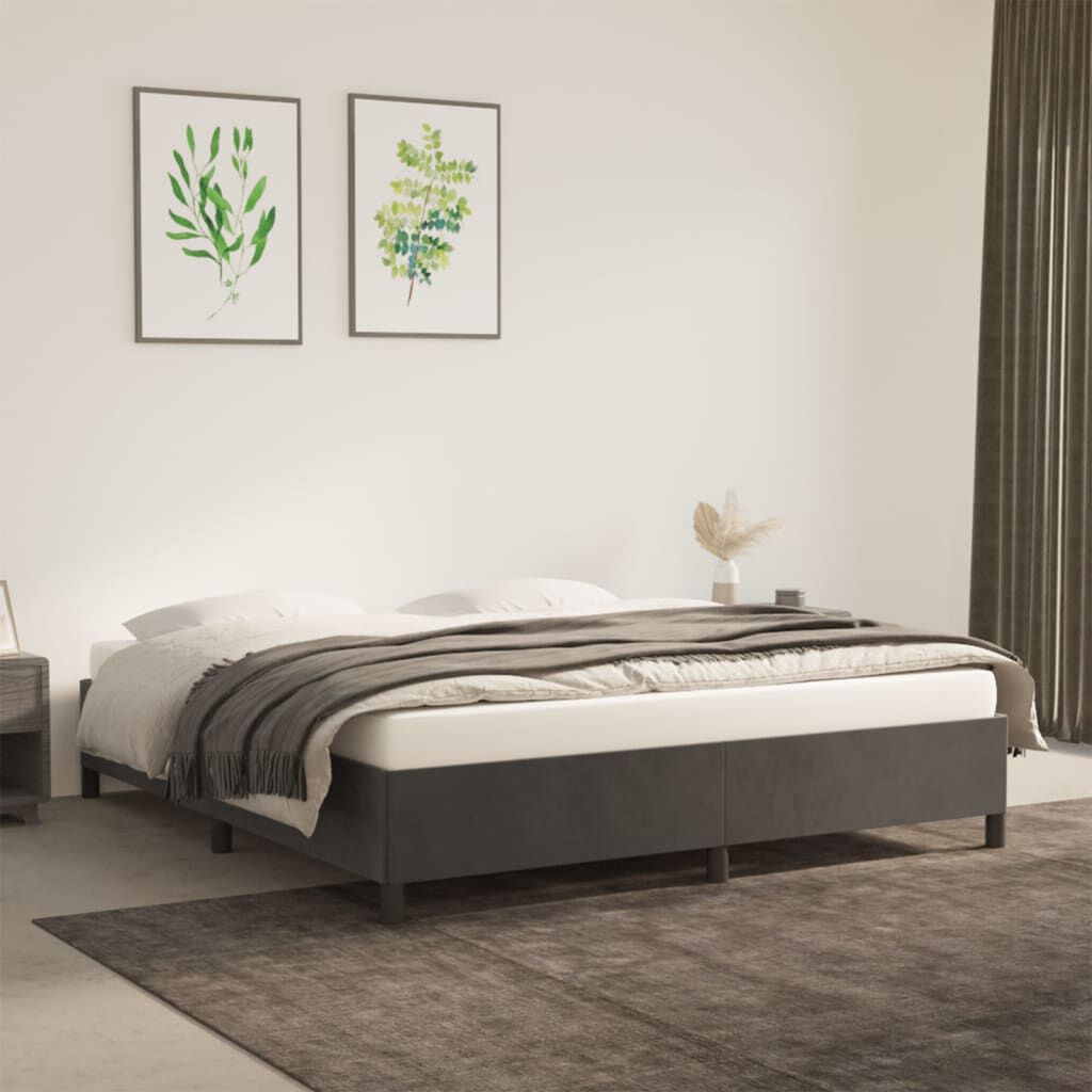 vidaXL Bed Frame without Mattress Dark Grey California King Velvet