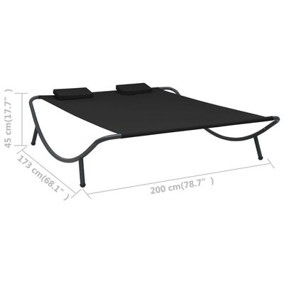 vidaXL Outdoor Lounge Bed Fabric Black