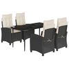 vidaXL 5 Piece Garden Dining Set with Cushions Black Poly Rattan