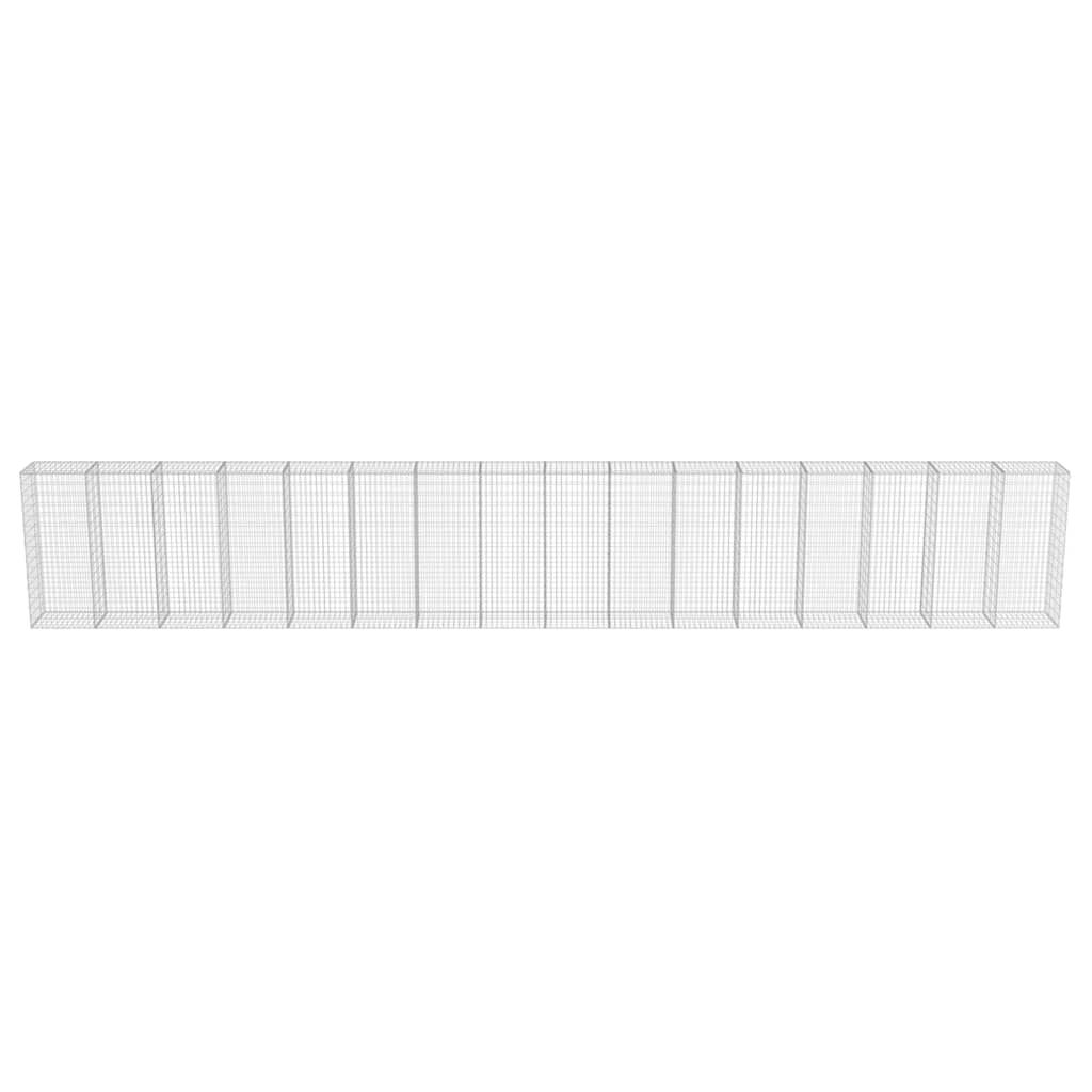 vidaXL Gabion Wall with Covers Galvanised Steel 900x50x150 cm